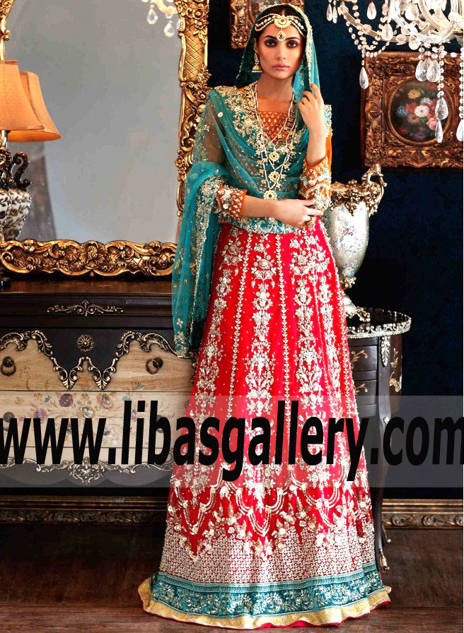 Sophisticated Pakistani Bridal Dress with Delicate Embellishments for Wedding and Special Occasions
