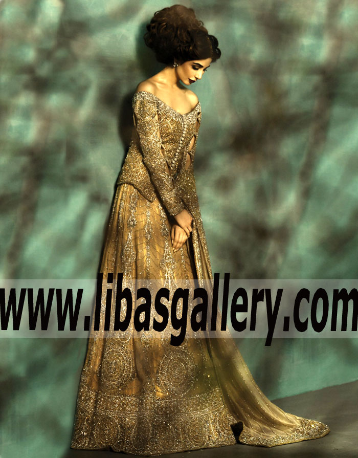 Breathtaking Wedding Dress with Gorgeous Embellishments for Walima or Reception