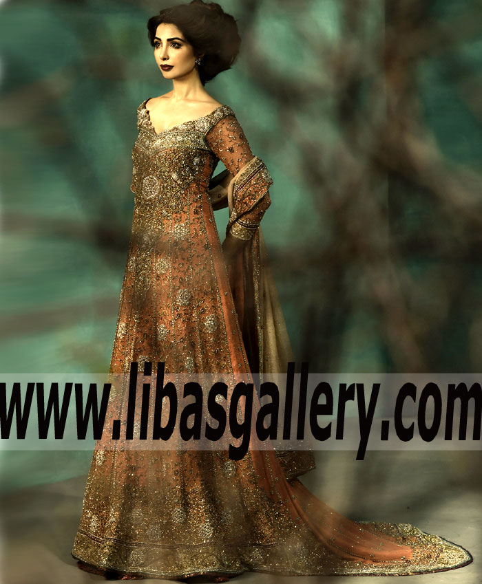 Fabulous Heavy Embellished Bridal Anarkali Gown Dress for Walima or Reception