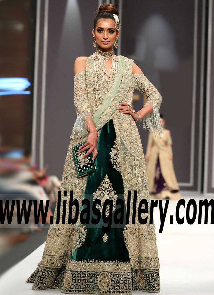 Exquisite Embellished Pakistani Bridal Dress for Reception and Special Occasions