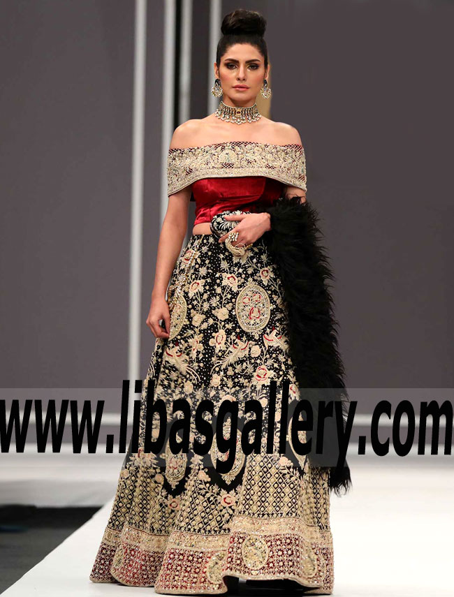 Enchanting Embellished Pakistani Bridal Lehenga Dress for Wedding and Reception