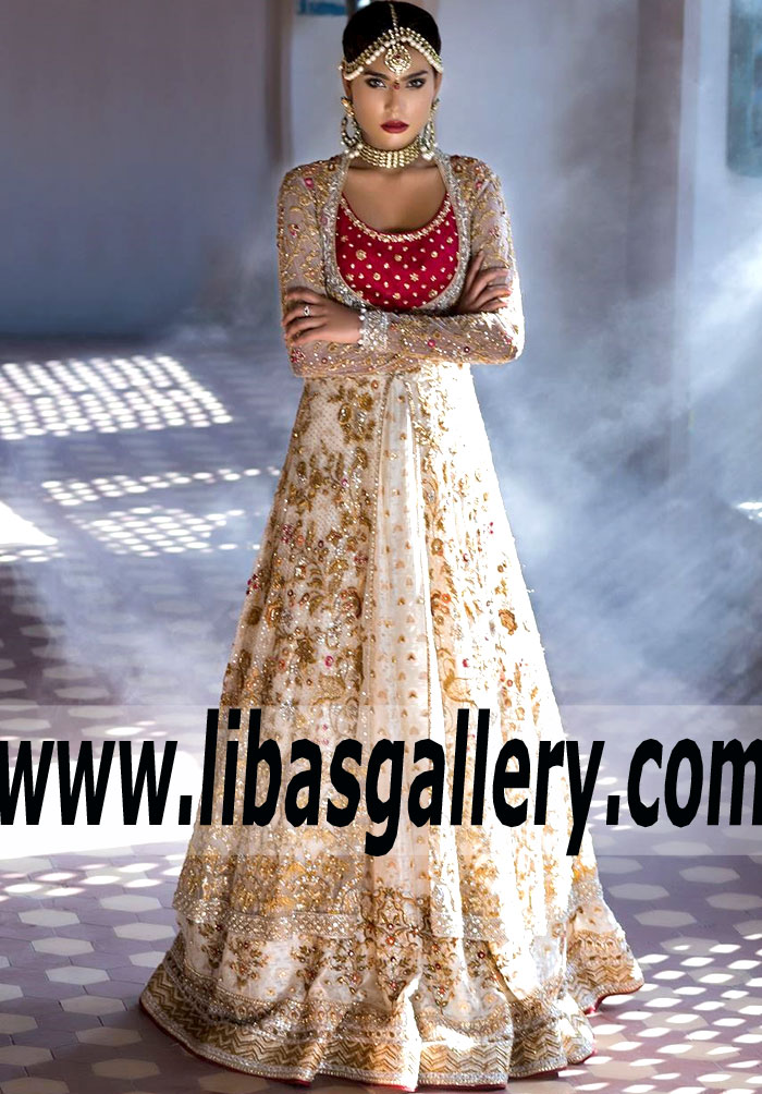 Attractive Bridal Gown Dress with Marvelous Embellishments for Reception and Special Occasions