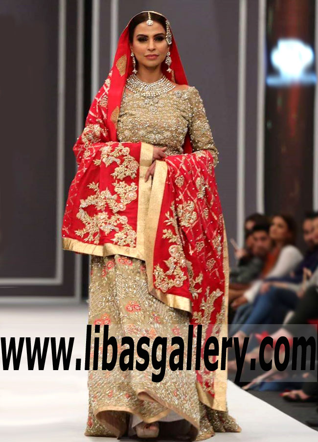 Luxurious Wedding Dress with Charming Lehenga for Wedding and Reception