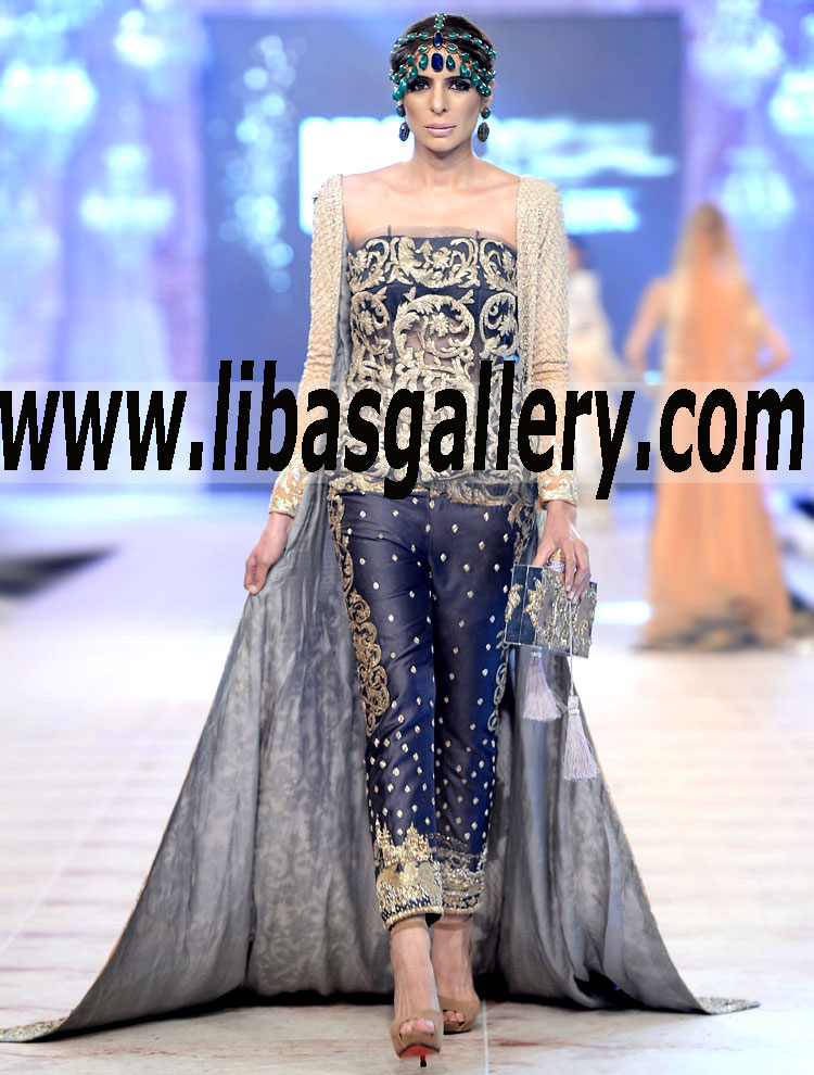 Bridal Wear 2015 LUXURIOUS GOWN SUIT WITH Heavy Embellished Top