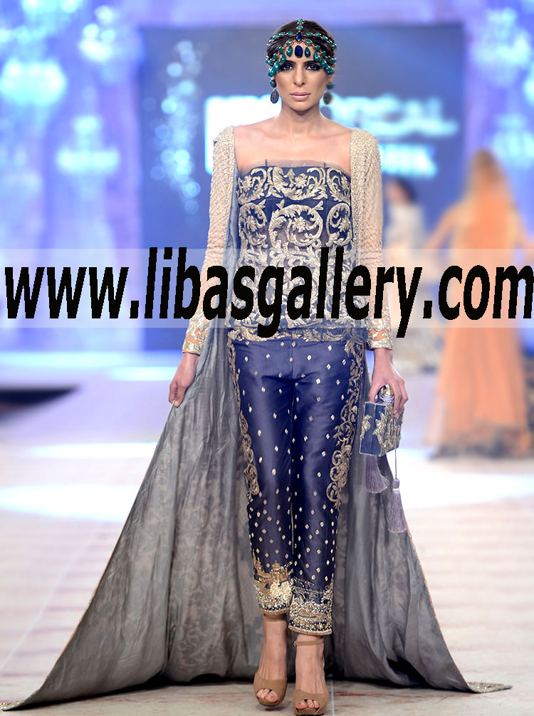 Bridal Wear 2015 LUXURIOUS GOWN SUIT WITH Heavy Embellished Top
