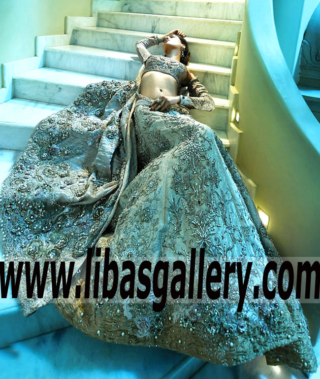 Nilofer Shahid Lengha Pakistani Lehnga Designer Lengha Bridal Lehenga Indian Wedding UK USA Canada Australia