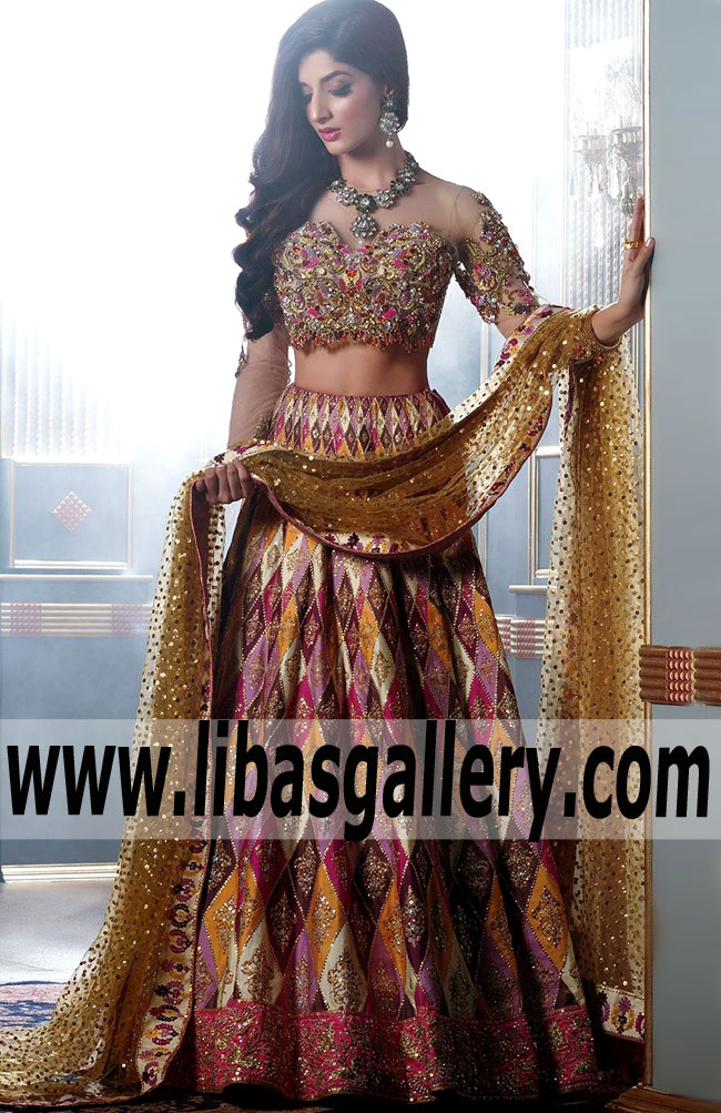 Miraculous colorful Clover A-line lehenga for Bride