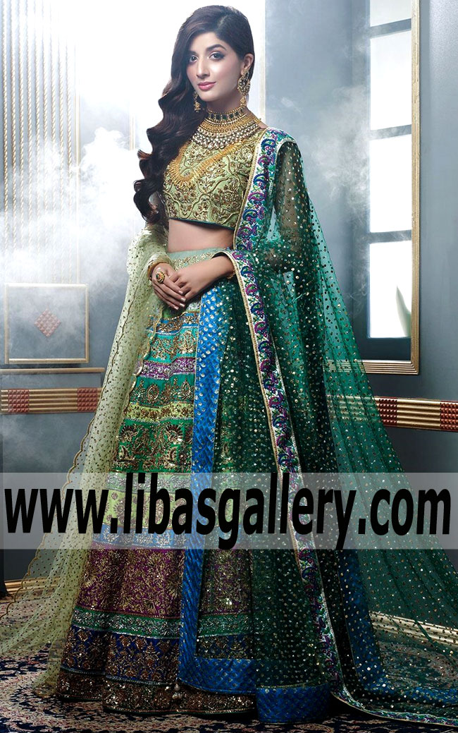 Gorgeous MAWRA HOCANE Wedding Dress with Multi-Color Lehenga