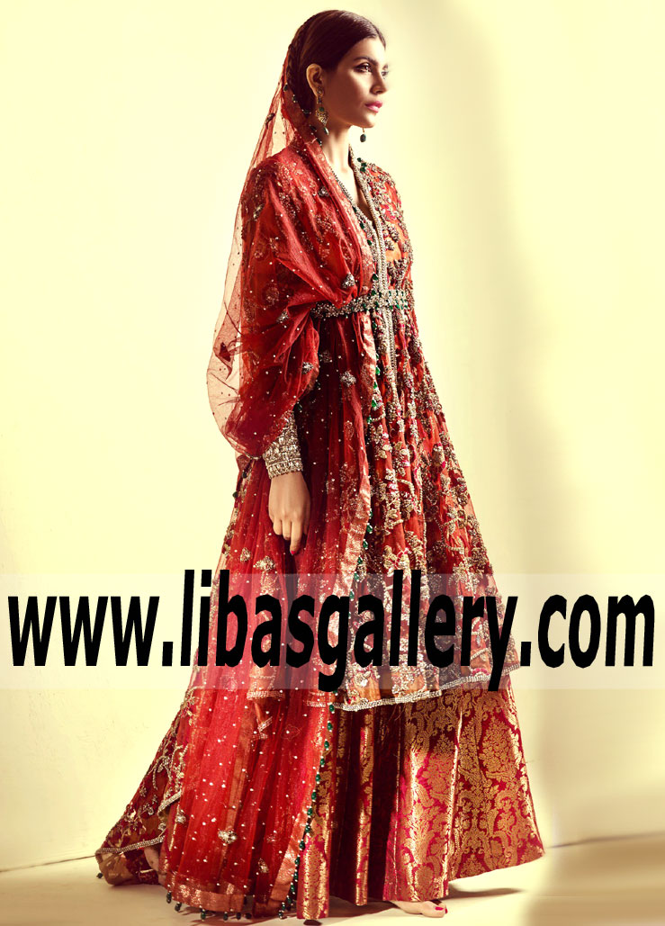 Astonishing Carnelian Dahlia Anarkali Gown