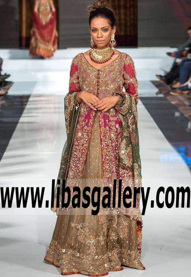 Aisha Imran Bridal Dresses Pakistan Bridal Outfit Red-Violet Bridal Wear Buy Online in Diamond Bar California CA USA