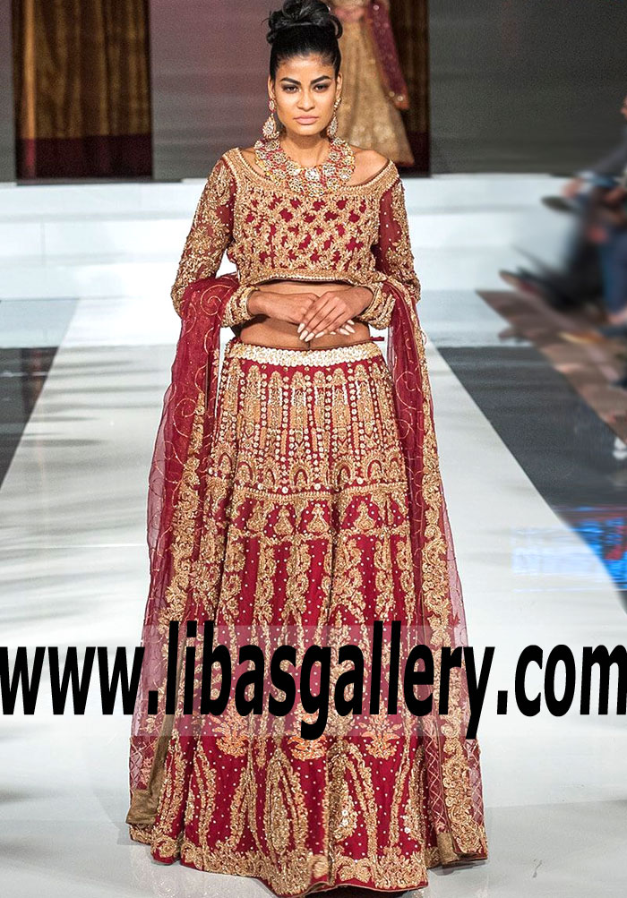 Aisha Imran Asian Red Bridal Lehenga Decorative Dahlia Asian Red Bridal Lehnga Dresses Dallas Texas TX US