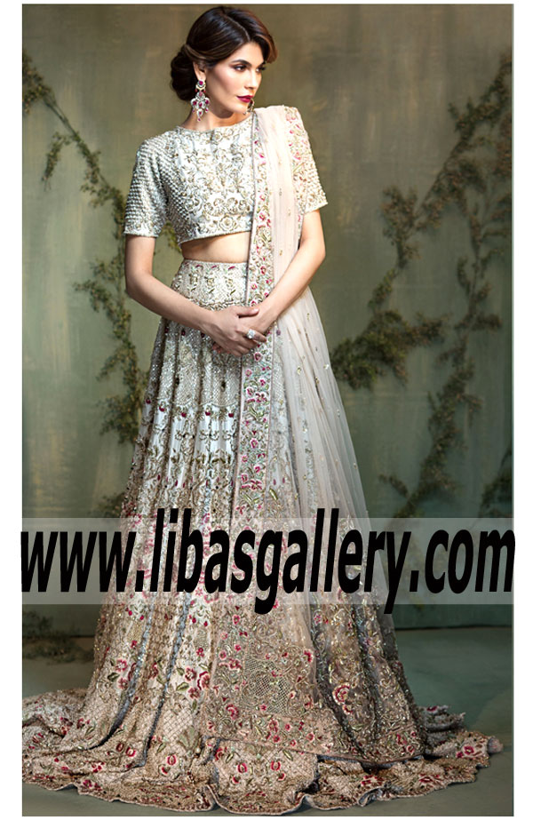 Amazing Alice Blue Dahlia Bridal Lehenga Skirt