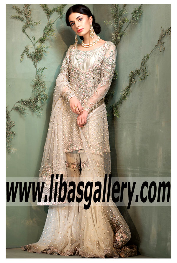Glamorous Linen Tansy Angrakha Bridal Dress