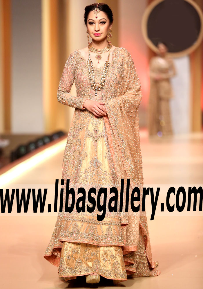 Vivacious Apricot Dhalia Designer Gown