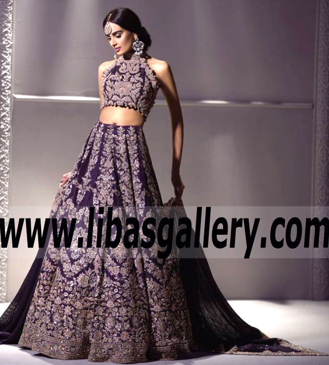 Breathtaking Purple Arum Bridal Lehenga Choli