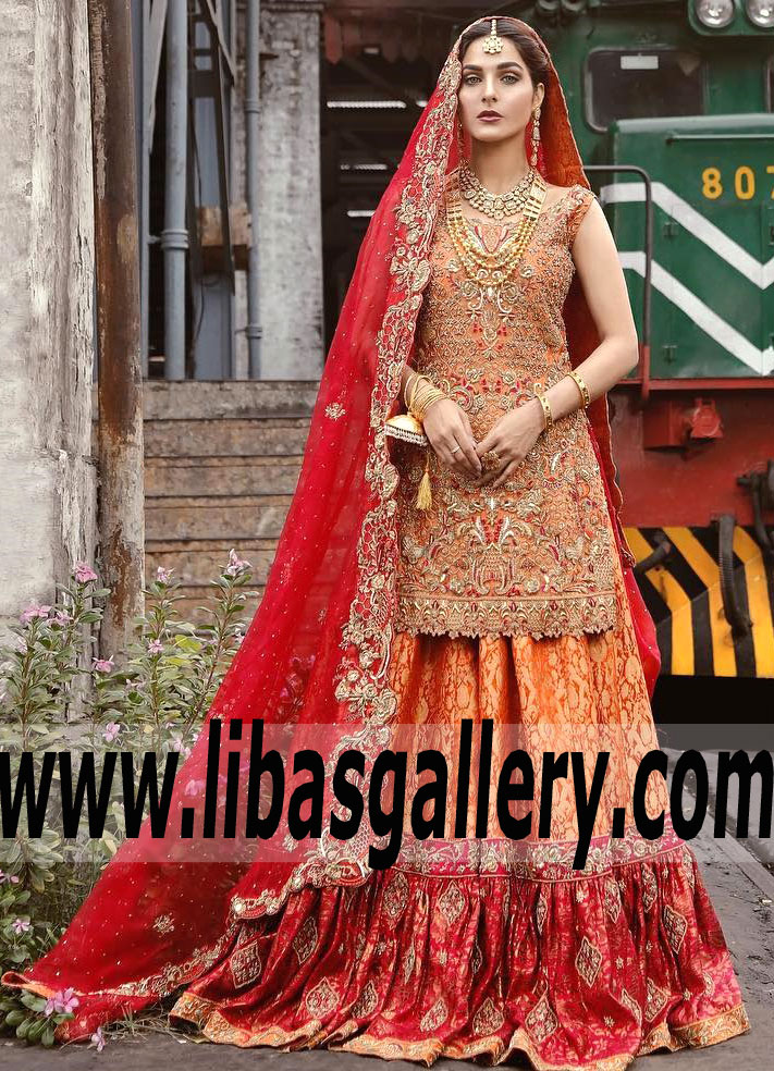 Dazzling Red Floxglove Pakistani Wedding Dress