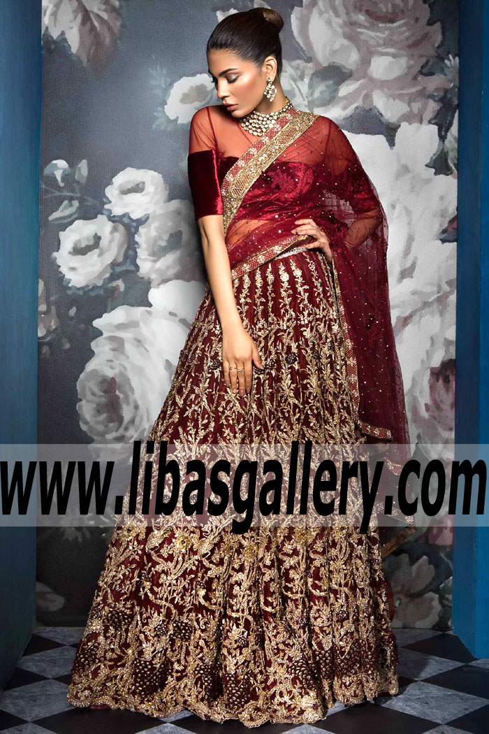Latest Pakistani Bridal Dresses Woodlawn Maryland USA MAHGUL Traditional Bridal Dresses Heavy Embellished Lehenga