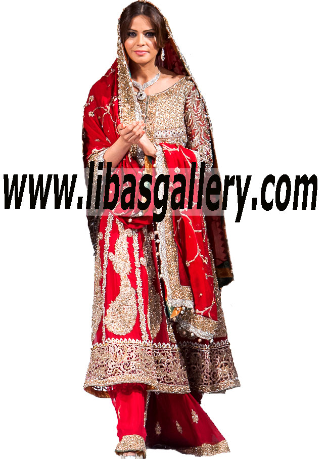 Bridal Wear 2015 MIRACULOUS RED LEHENGA for WEDDING OR Nikah 