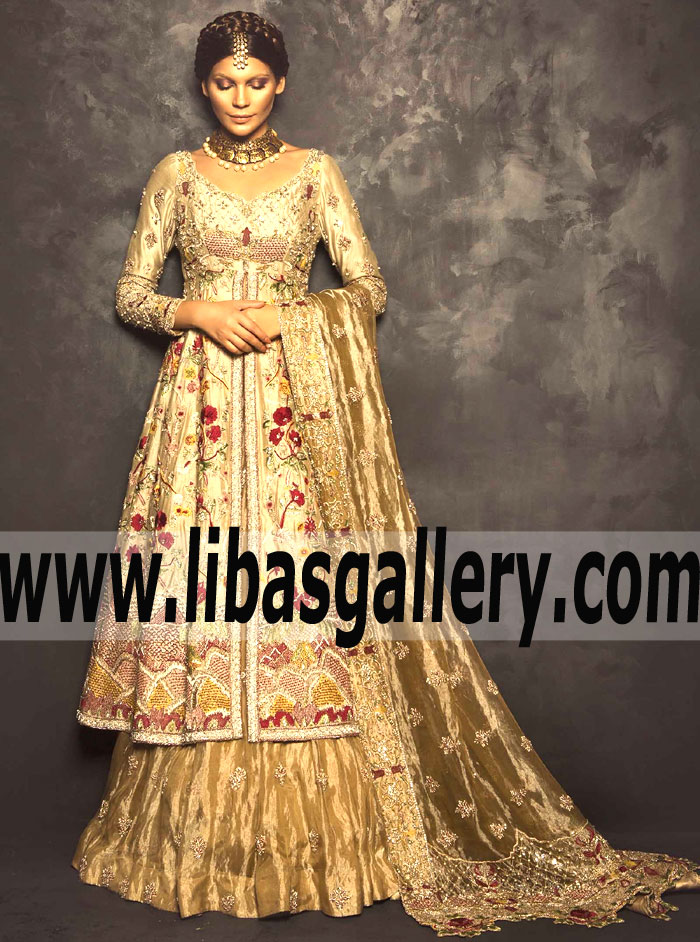 Meticulous Metallic Gold Victoriana Wedding Dress