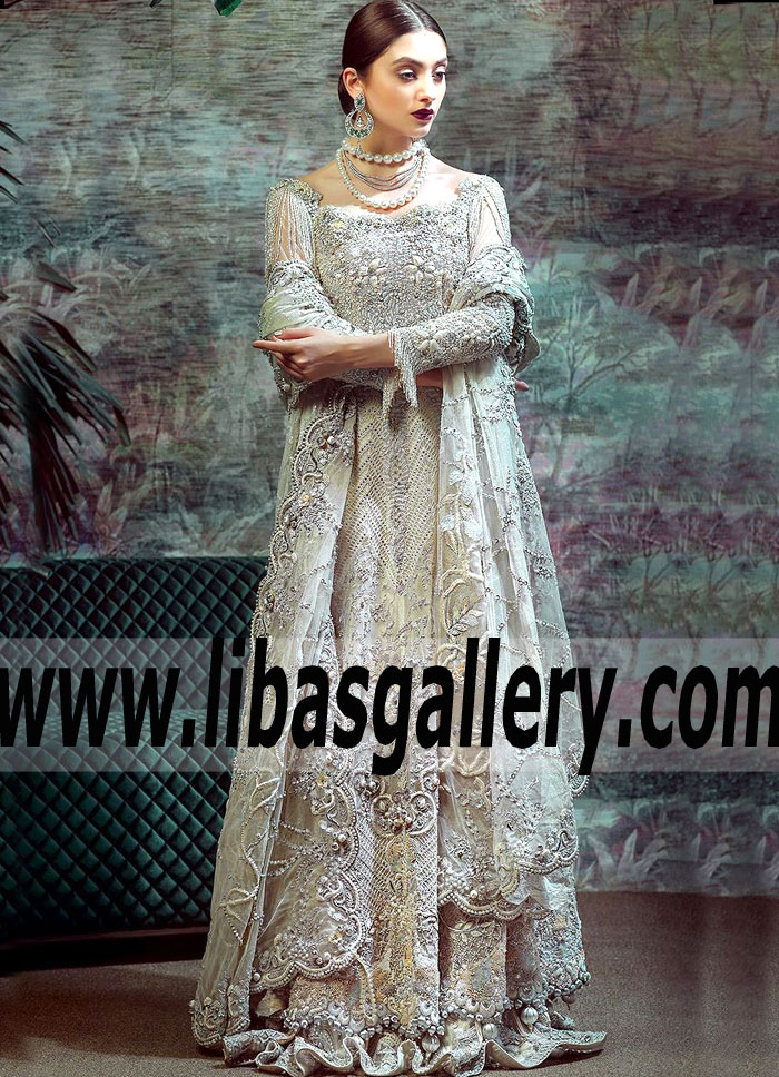 Luxurious White Gladiolus Wedding Gown