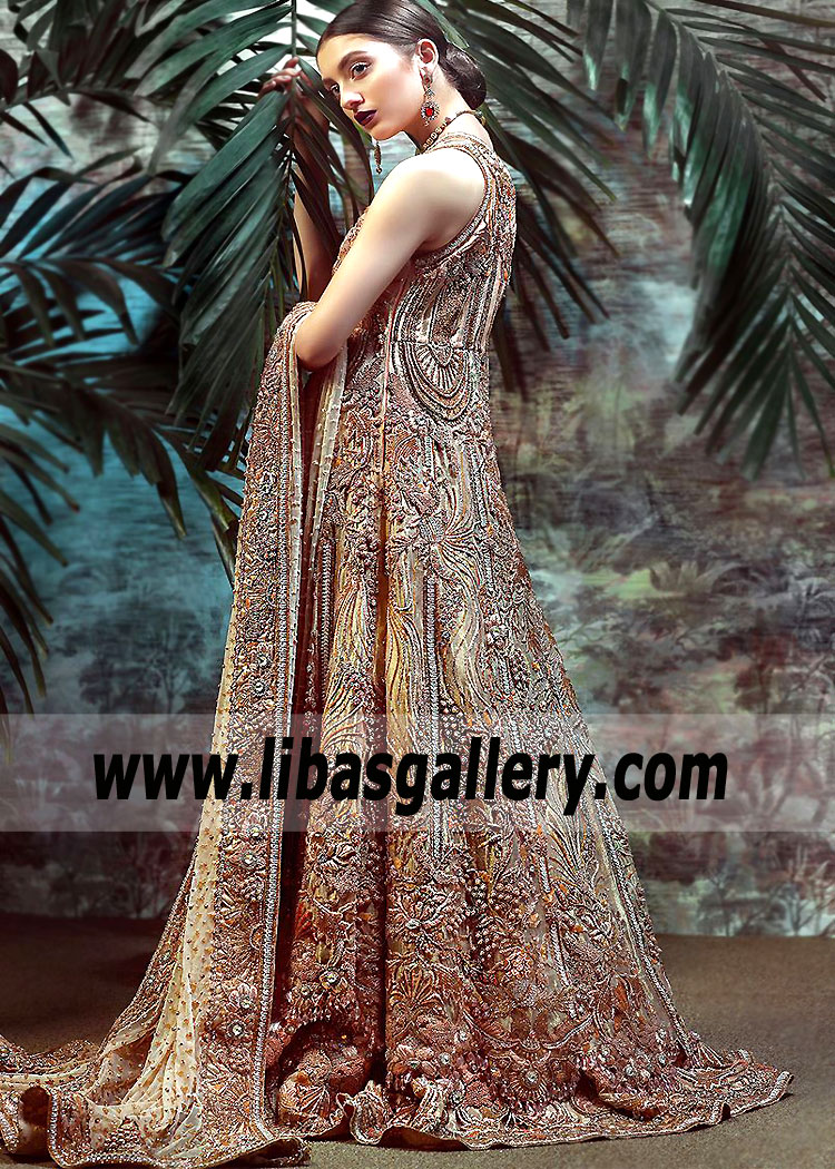 High Fashion Rose Gold Amorpha Bridal Lehenga