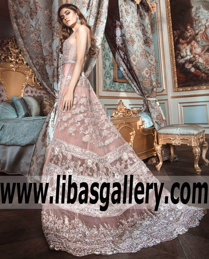 Gorgeous Cameo Pink Campanula Wedding Dress