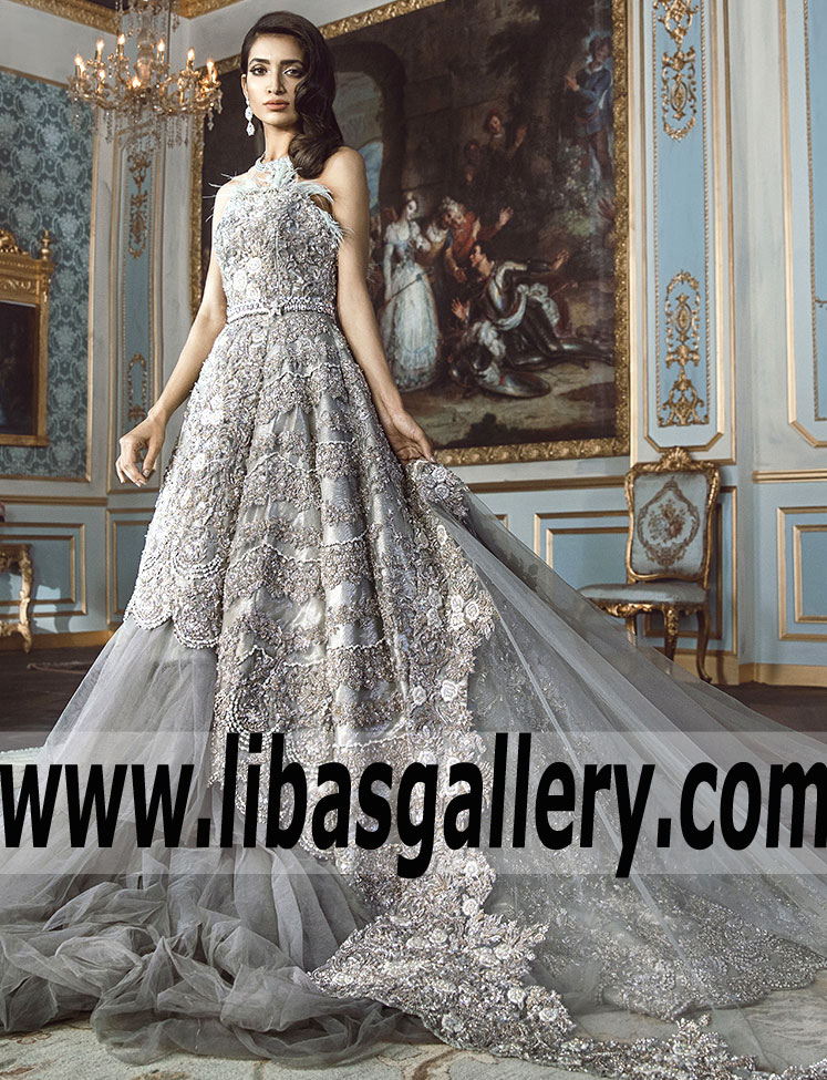 Enchanting Grey Hippeastrum Bridal Gown