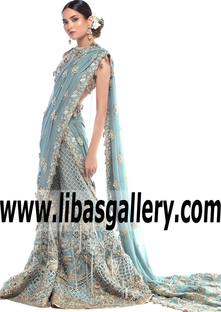 Elan Bridal Saree for Wedding Reception and Valima Events Manchester London UK Pakistani Indian Wedding Saree