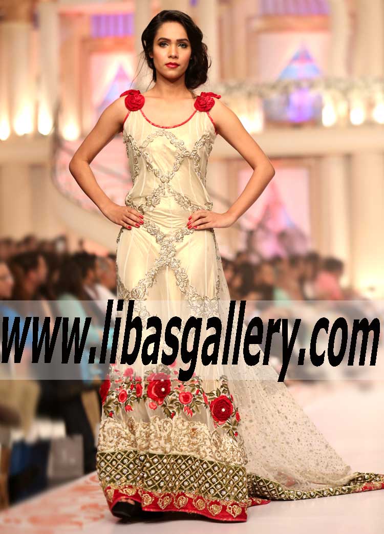 Bridal Wear 2015 Flamboyant Bridal Couture Anarkali Dress for Special Occasion 