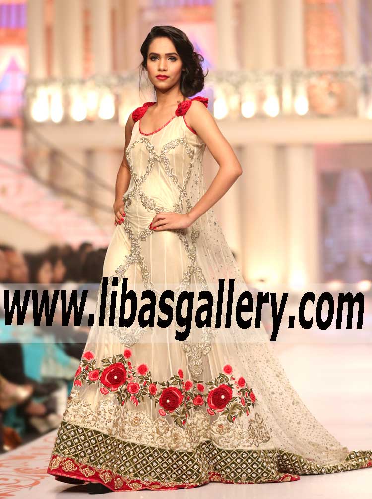 Bridal Wear 2015 Flamboyant Bridal Couture Anarkali Dress for Special Occasion 
