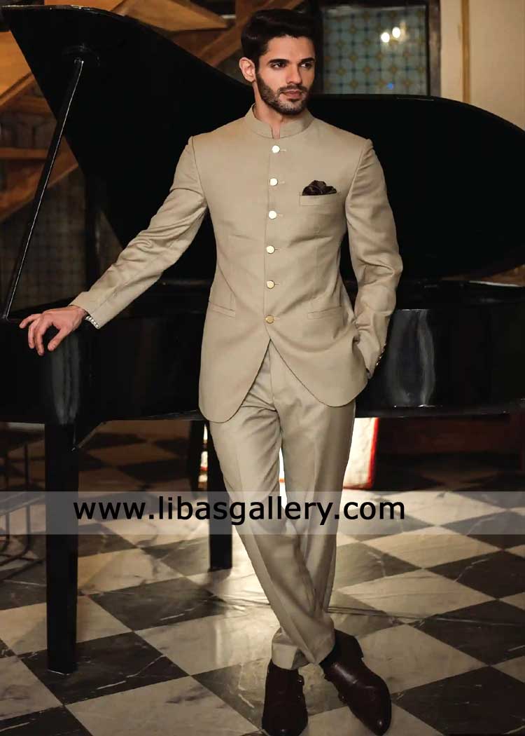 Creamy Beige regal Prince Coat Style for Groom