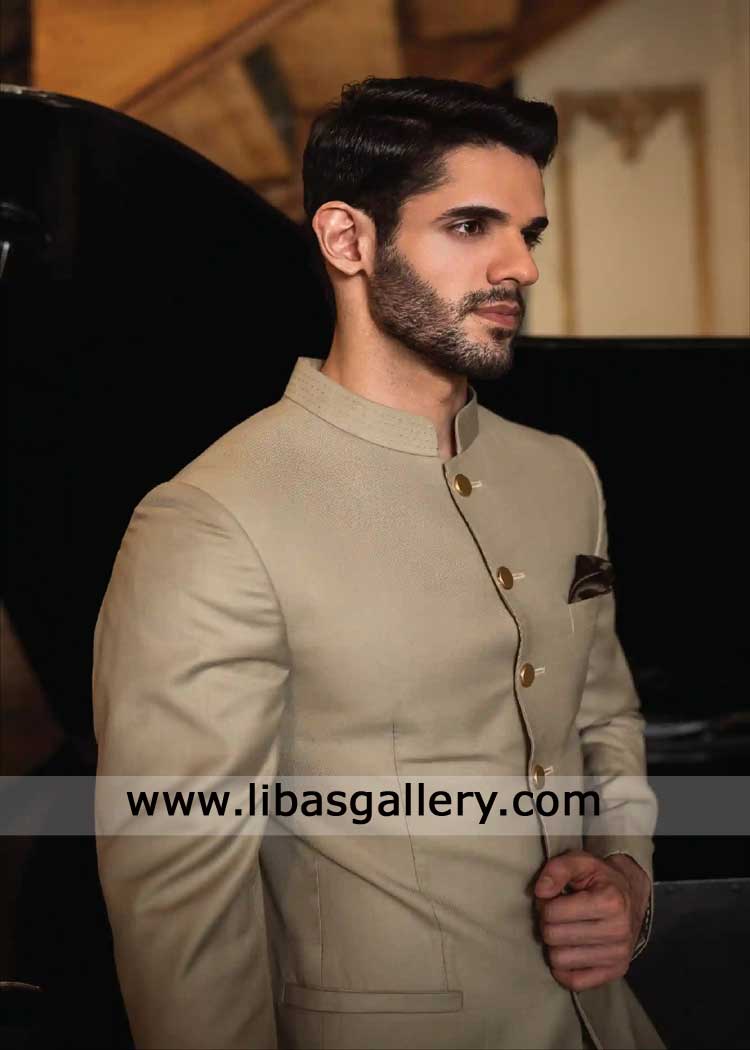 Creamy Beige regal Prince Coat Style for Groom