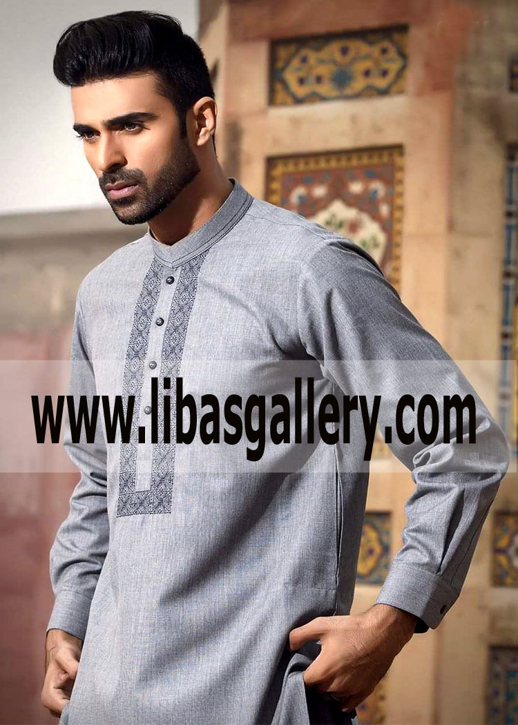 Tall Men Wearing Kurta Embroidery on front patti available for Eid 2019 Sugarland Texas USA