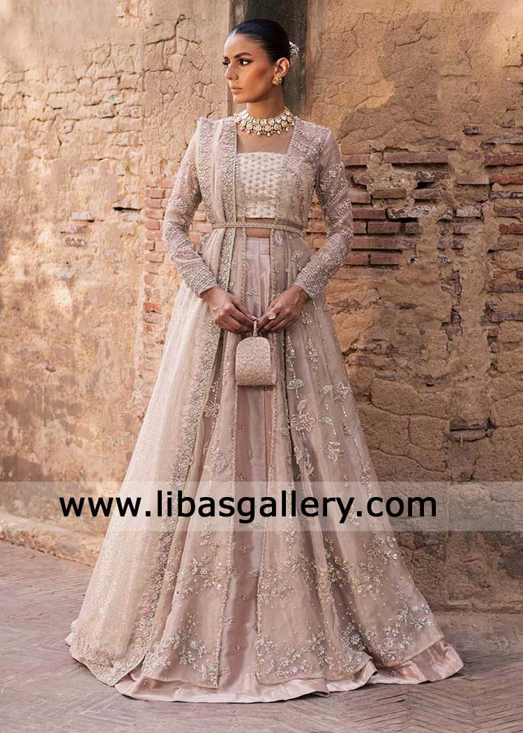 Front open Peshwas hand embellished with Lehenga