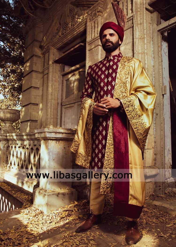 Gold Embroidred Shawl for Groom Sherwani