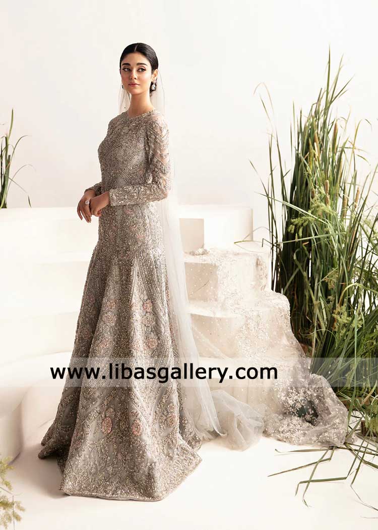 Grey Luxury Mermaid lehenga hand embellished for wedding