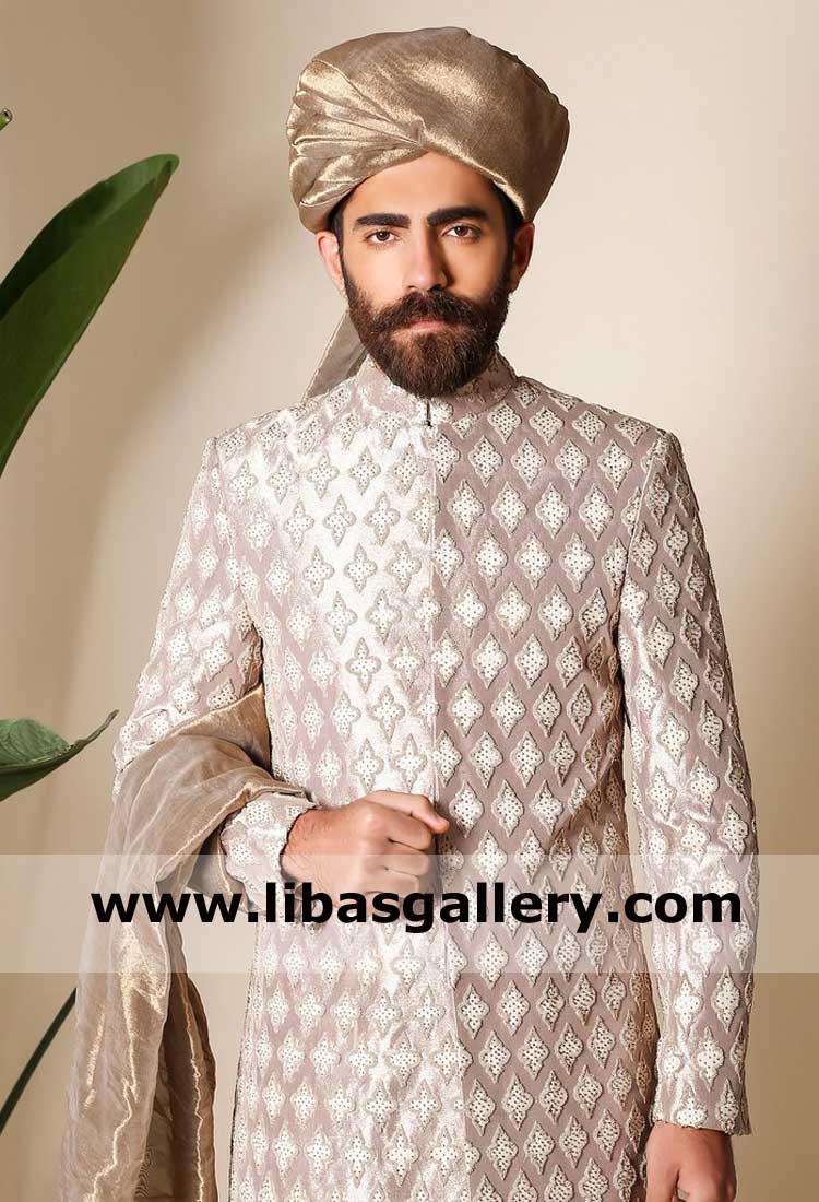Gold Lame french pretied groom nikah time turban
