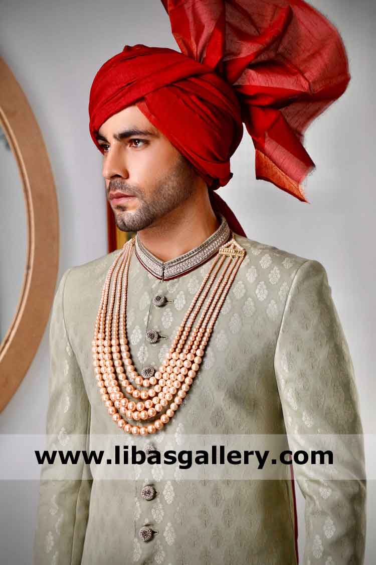 Latest Red Groom Wedding Turban with Shamla and Tail in loose fitting for Nikah Barat Special Time New York City Buffalo Rochester USA