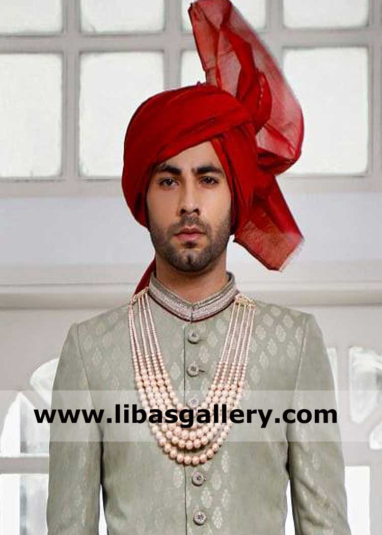 Latest Red Groom Wedding Turban with Shamla 