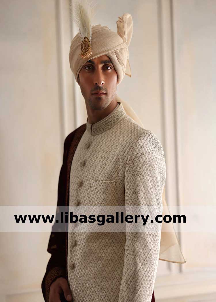 light Gold Men Wedding Turban Style with Jewelry pc