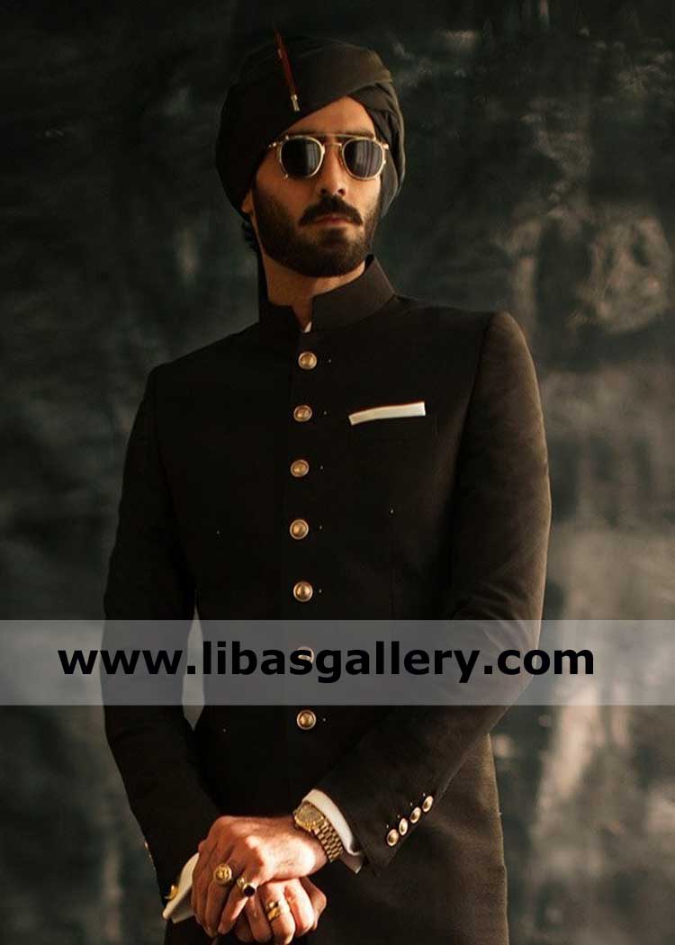 Hasnain Lehri in Men Wedding Turban brown color for Marriage Event to wear on matching color or contrast Sherwani Singapore Dubai Europe Malaysia Australia
