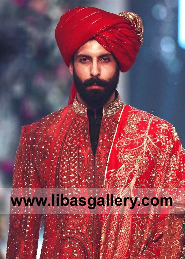 Red Wedding Pretied Turban for Groom Nikah Barat Time