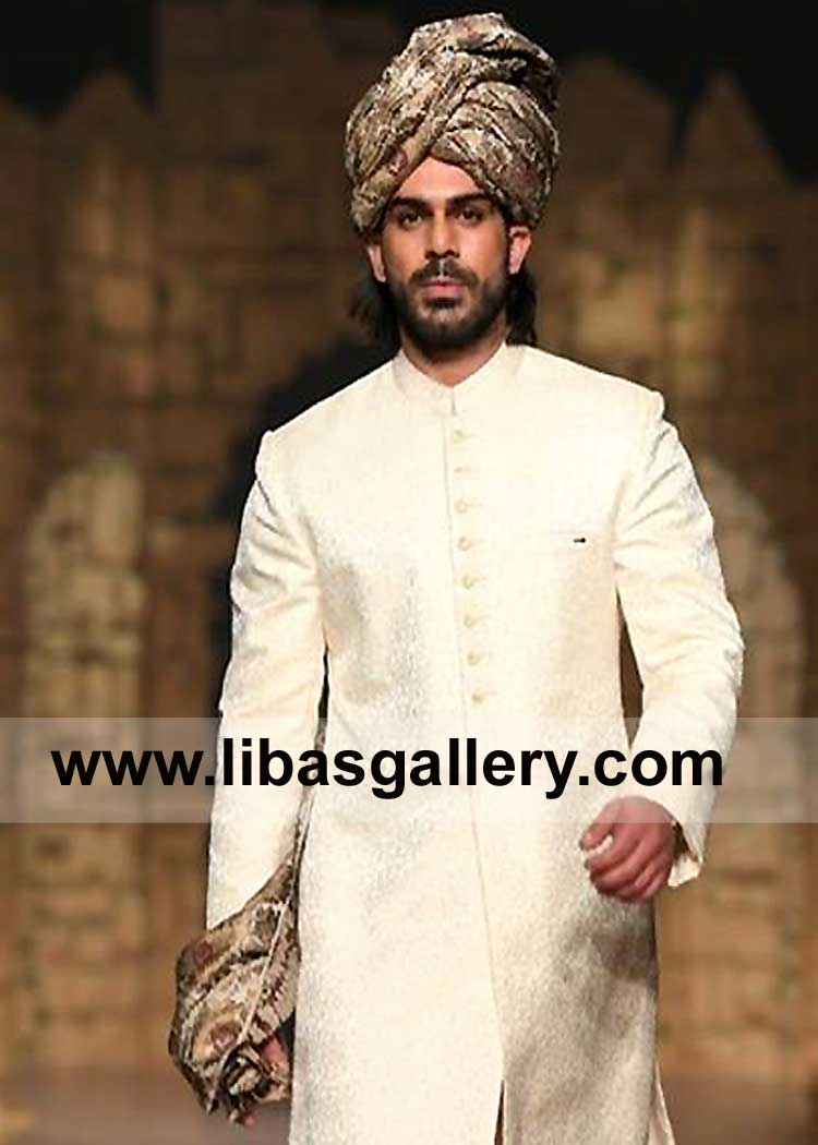 Men Jamawar pretied Pagri brown shade in to wear on Nikah Sherwani white or any color easy to wear and reuse option for wife dress London Birmingham UK