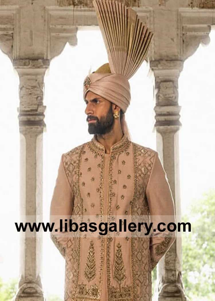 Kashmiri Tea Color Aitchison Kulla for Men Nikah Event