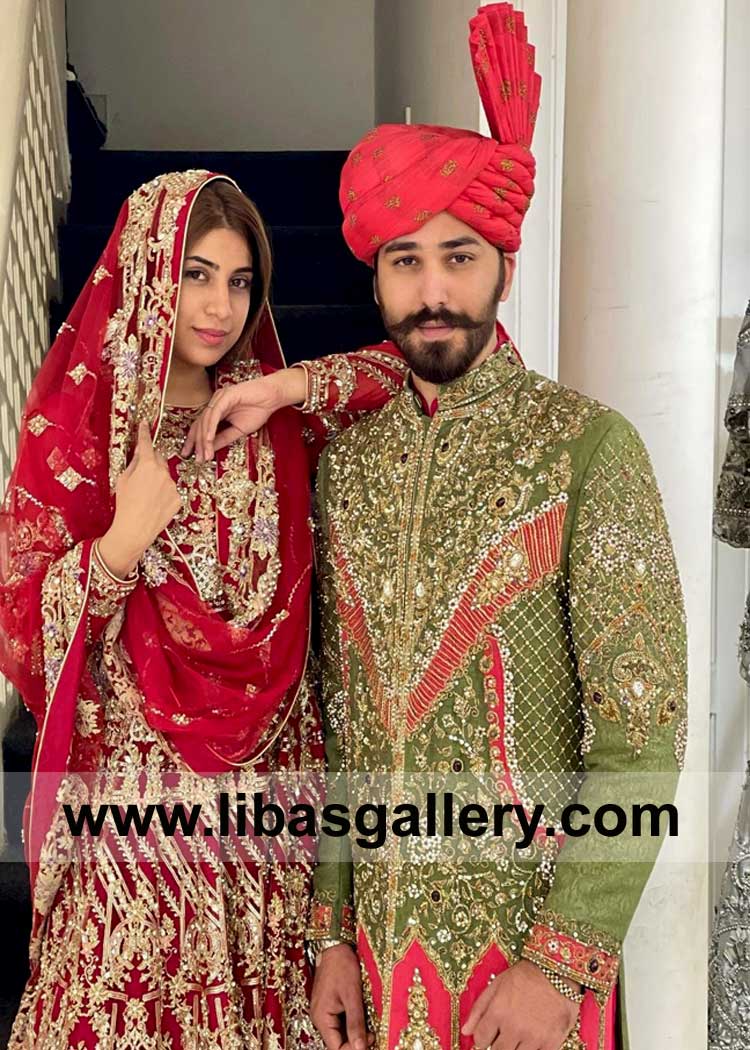 Punjabi style pink Groom Wedding Kulla with Short Chinese Fan to enjoy special Nikah day with bride and family Bristol Vancouver Abu Dhabi Chicago Sydney