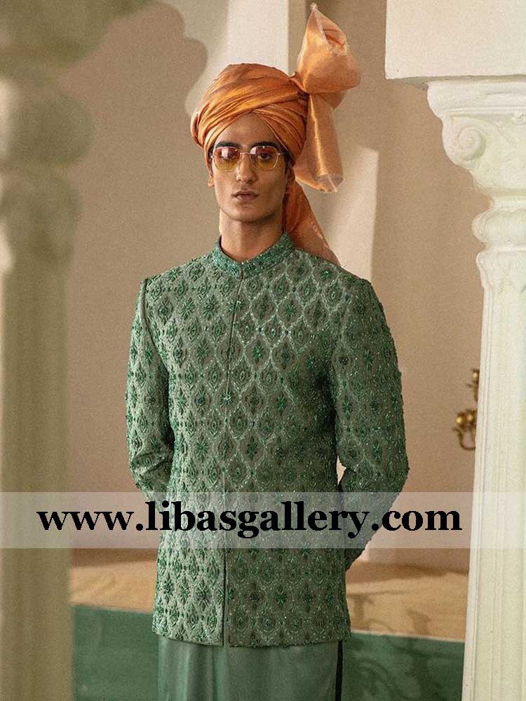 luxury heavy embellished groom prince coat for nikah barat