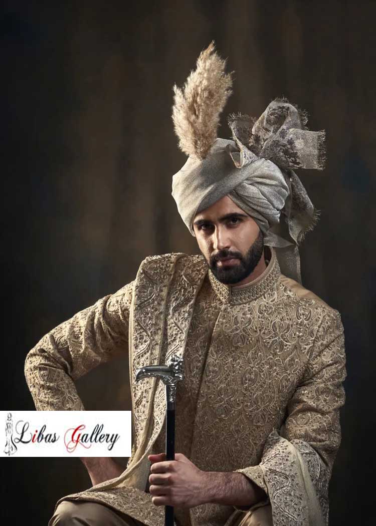 Gray Wedding Turban for Nikah Ceremony