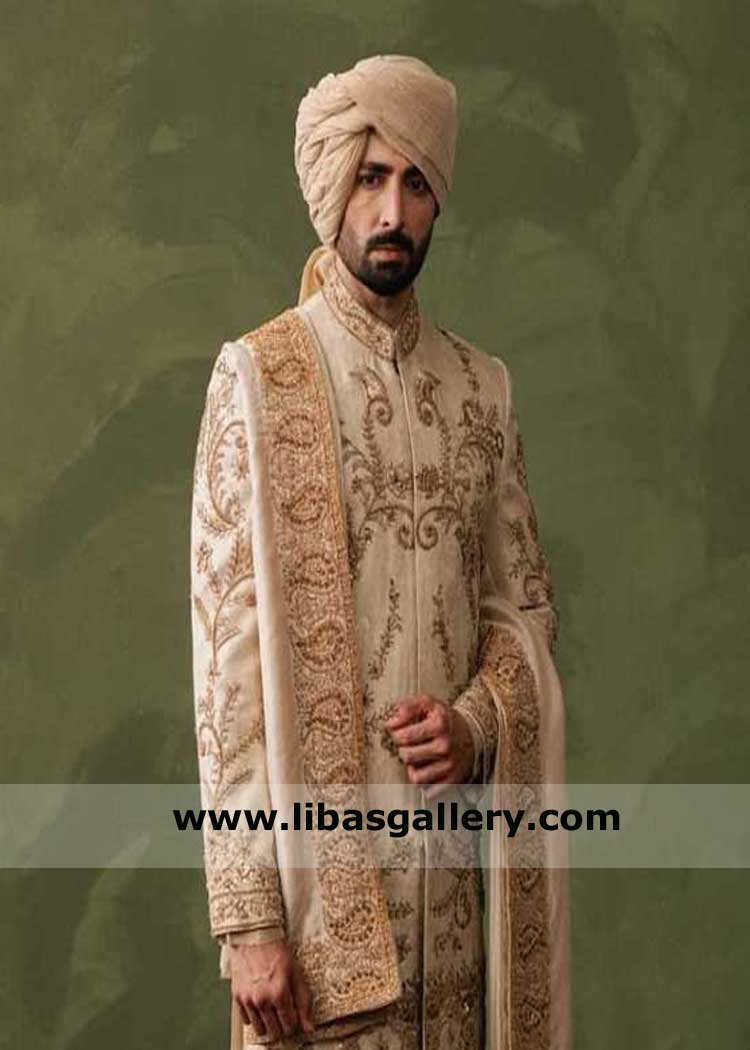 Rosy Gold Groom Nikah Turban Style