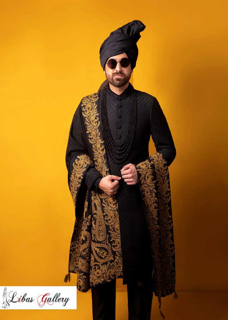 Black Groom wedding turban for Nikah