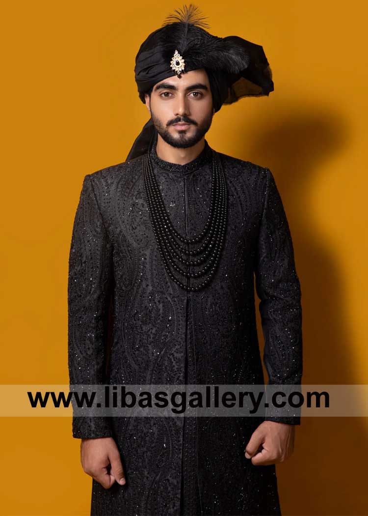 Black Organza Groom Turban for Wedding